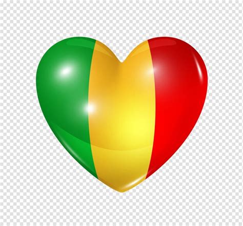 Premium PSD Love Mali Symbol Of A 3d Heart With Flag Design Isolated