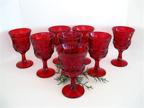 Vintage Fostoria Goblets Water Ruby Red Glass Argus Henry Ford Etsy