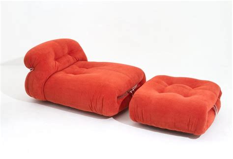 Chaise Longue Soriana Avec Ottomane Rouge Par Tobia Afra Scarpa Pour