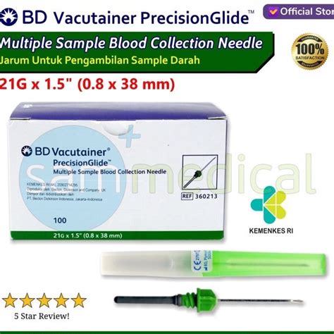 Jual BD Vacutainer PrecisionGlide Multi Sample Needle 21G X 15 Green