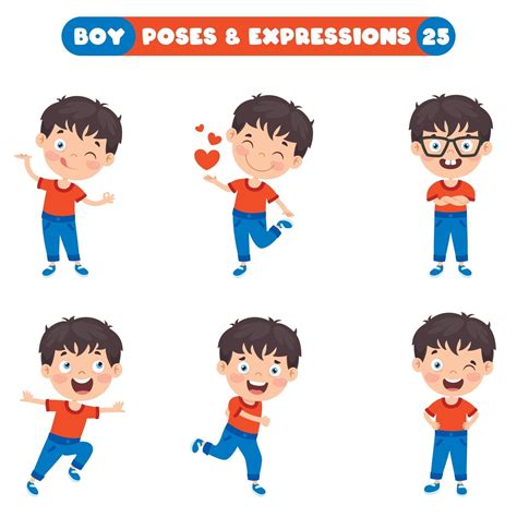 Poses And Expressions Of A Funny Boy 2539048 Vector Art At Vecteezy