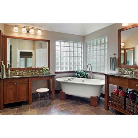 Craftsman Style Bathroom With Clawfoot Bathtub And Dual Sinks