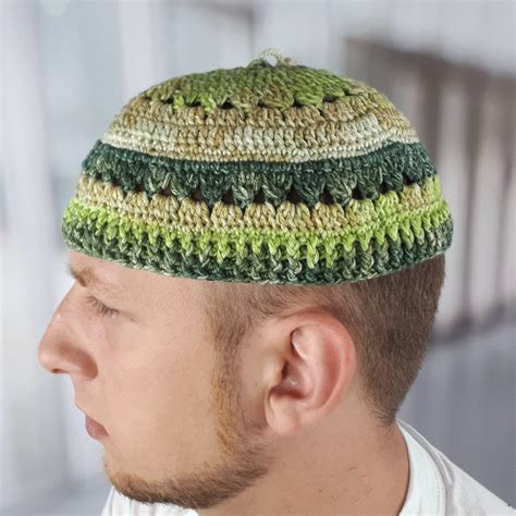 Kufi Hat Mens Skull Cap For Men Weaving Taqiyah Crochet Blue Etsy