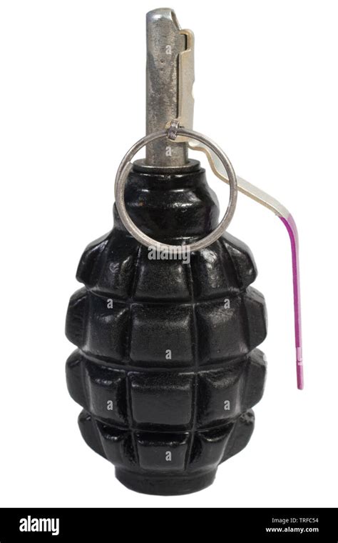 F 1 Fragmentation Hand Grenade Isolated On White Background Stock Photo