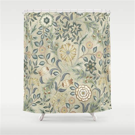 William Morris Vintage Orkney Wilhelmina Linen Sage Green Floral Shower