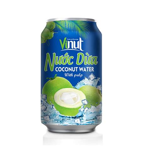 Vinut Coconut Water With Pulp 330ml X 24 Can • Vietnam Fmcg Exporter