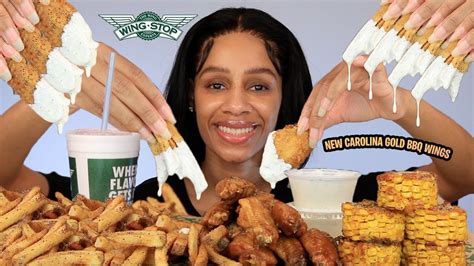 Trying Wingstop S New Carolina Gold Bbq Flavor Mukbang Female