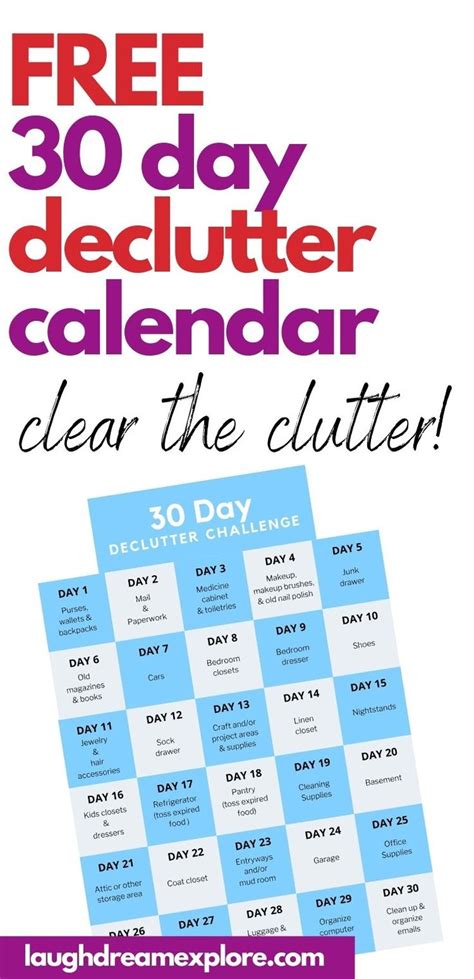 FREE PRINTABLE DECLUTTER CALENDAR In 2020 Declutter Declutter