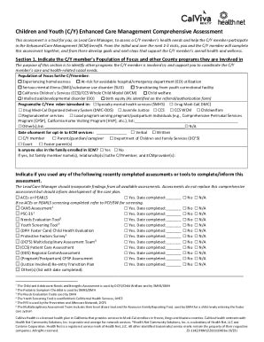 Fillable Online Ecm Comprehensive Assessment Form C Fax Email