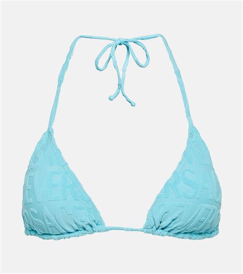 Versace X Dua Lipa Logo Terry Bikini Top In Blue Lyst Canada