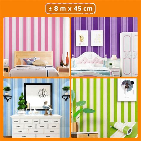 Jual Live COD Wallpaper Stiker Ruang Tamu Minimalis Motif Salur Hijau