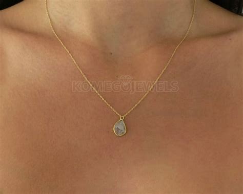 Natural Slice Polki Diamond Necklace925 Sterling Silver Etsy