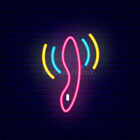 Adult Sexual Massager Neon Icon Sex Shop Toy Night Bright Signboard Editable Stroke Isolated