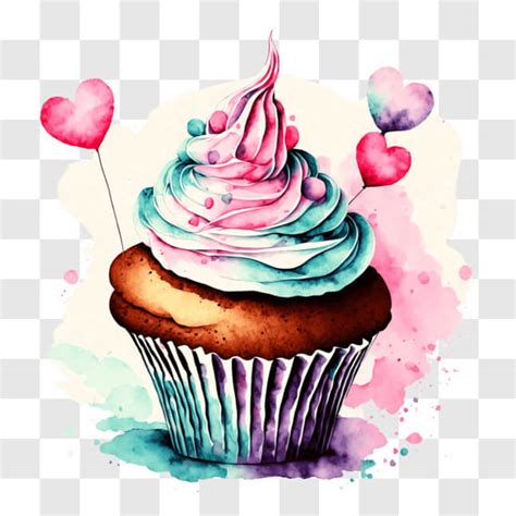 Baixe Delicioso Cupcake Cobertura Azul Rosa E Branca Pngs