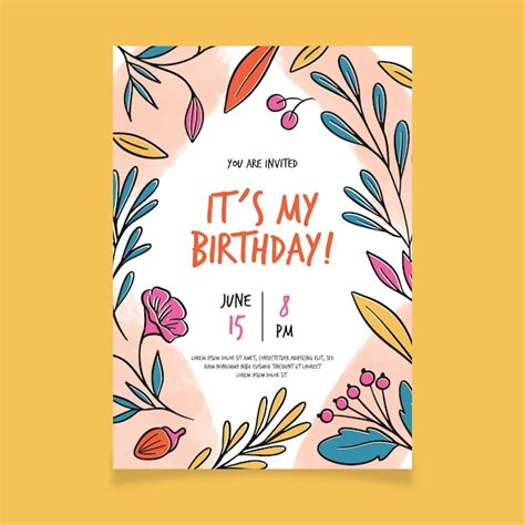 Free Vector Floral Birthday Card Template