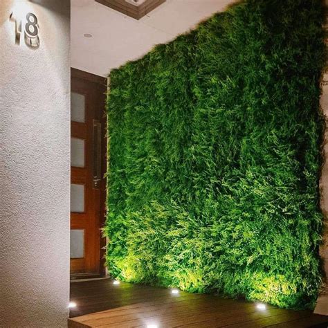 Uv Resistant Dense Fern Artificial Hedge Fake Green Wall Panel 1m X