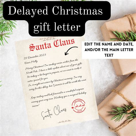 Delayed Christmas Gift Printable Delayed Christmas Gift Letter Late