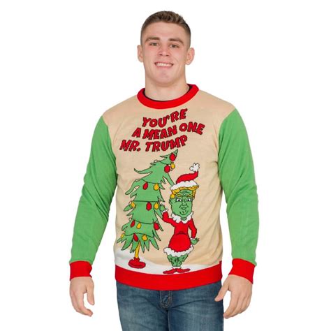 Youre A Mean One Mr Trump Grinch Ugly Christmas Sweater