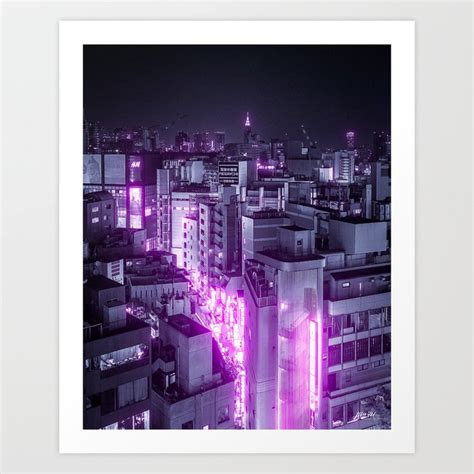 Purple City Lights in Tokyo Art Print by Adrian Martinez | Society6