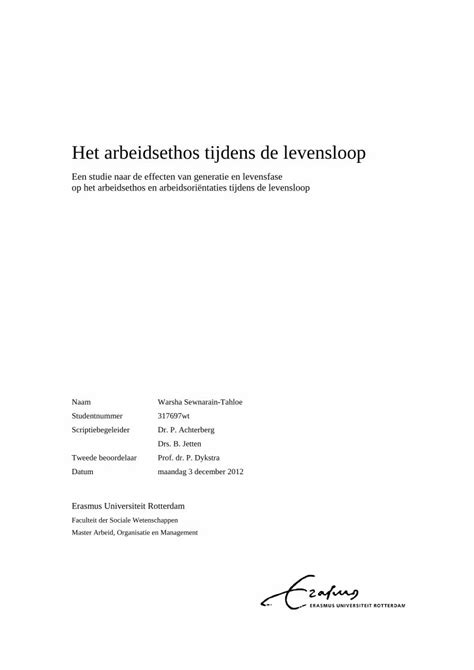 Pdf Het Arbeidsethos Tijdens De Levensloop Vorm Ik Mijn Voorkeuren