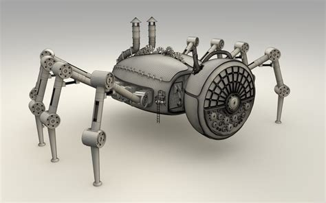 3dsmax steampunk spider robot