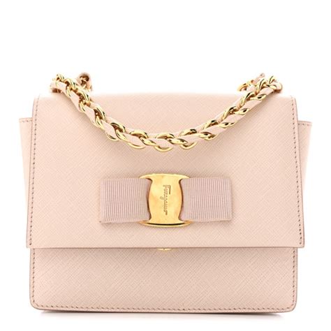 SALVATORE FERRAGAMO Hammered Calfskin Mini Vara Bow Crossbody Bag