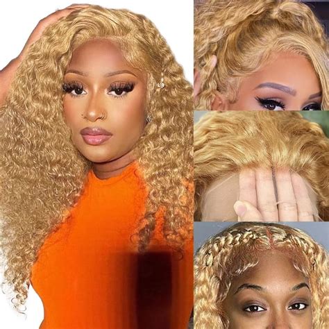 Sfd Honey Blonde Curly Lace Front Wigs Human Hair 13x4 Hd