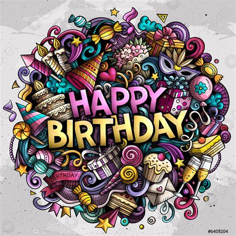 Birthday Cartoon Doodles Illustration Stock Vector 6405204 Crushpixel