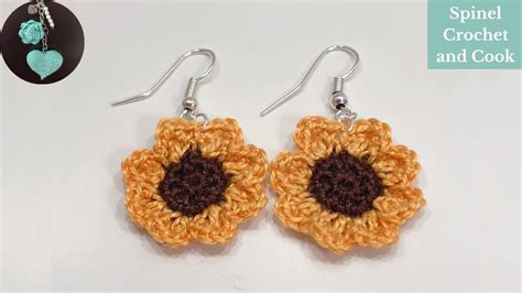 Crochet Sunflower Earrings Crochet Earring Tutorial Spinel Crochet