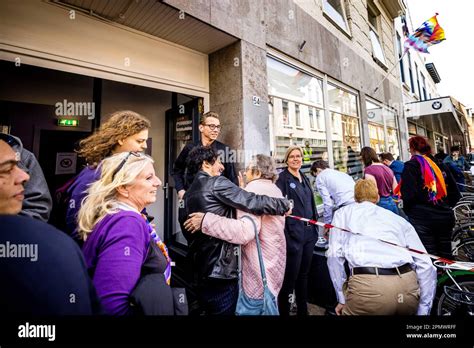 Eindhoven Spectators During The Hanging Of The New Rainbow Flag At