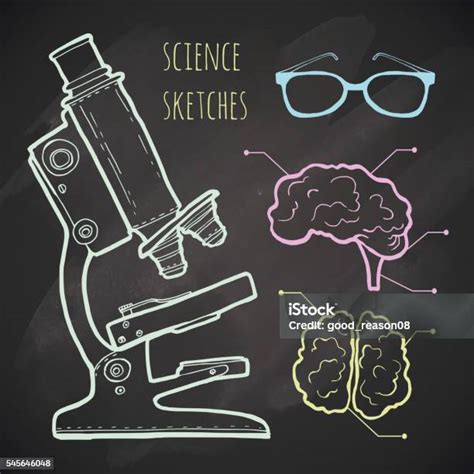 sains ditetapkan ilustrasi sketsa ilustrasi stok  gambar