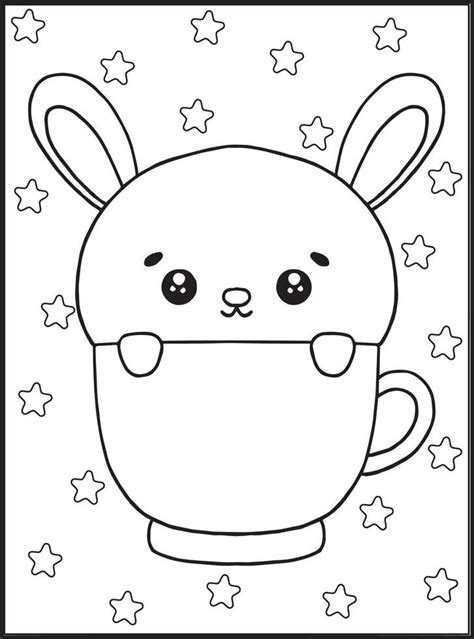 Coloriage D Un Lapin Kawaii Dans Une Tasse Imprimer T Te Modeler