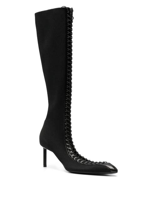 Givenchy Knee High 70mm Lace Up Leather Boots Black Farfetch