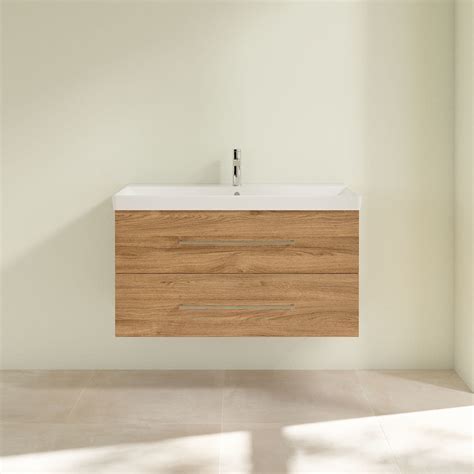 Villeroy And Boch Avento Oak Kansas Mm Wall Hung Drawer Vanity Unit