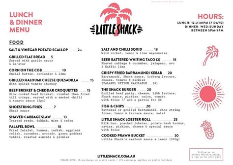 Online Menu of Little Shack Restaurant, Port Macquarie, New South Wales ...