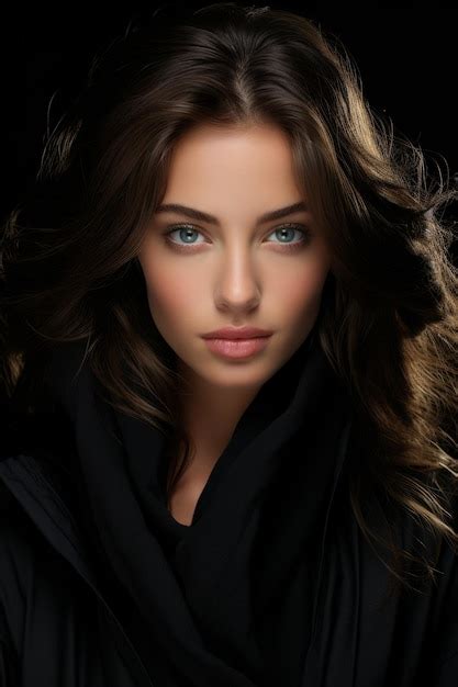 Premium Ai Image A Beautiful Woman With Long Brown Hair And Blue Eyes