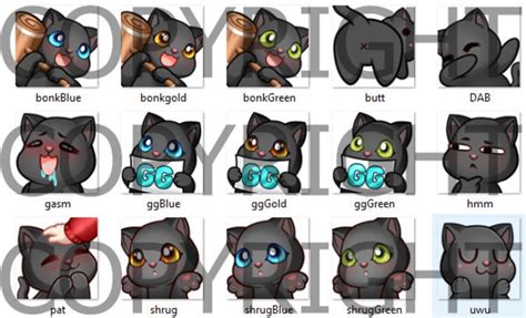 9 Schwarze Katzen Twitch Emotes In 3 Augenfarben Read Etsy