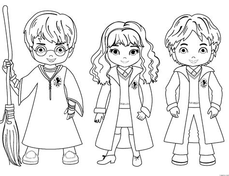 Cute Harry Potter Friends Coloring Page Turkau