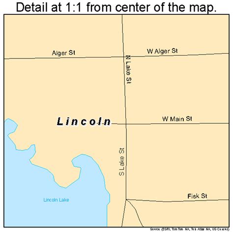 Lincoln Michigan Street Map 2647560