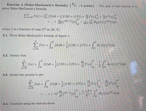 Exercise Euler Maclaurin S Formula S Points Chegg