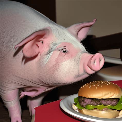 Cute Female Pig Eating Burger · Creative Fabrica