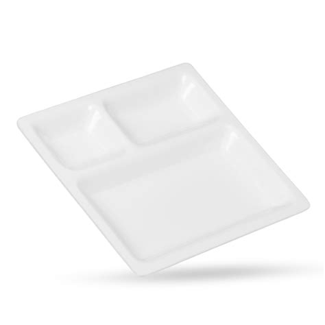 White Acrylic 3 Partition Square Plate For Hotel Size 10x11 At Rs