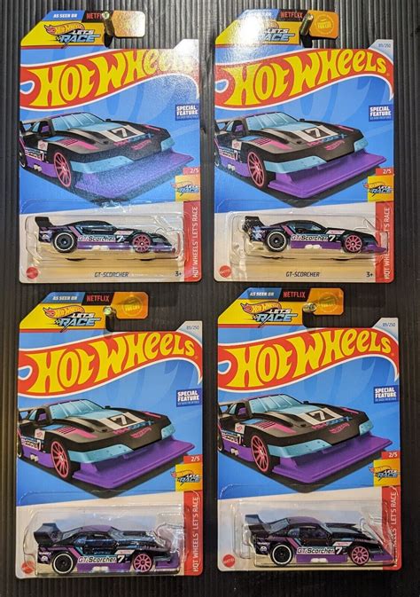 Lot Of Hot Wheels Gt Scorcher Lets Race Purple Black Gt