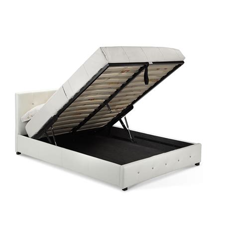 Quartz Storage Pu Double Bed White Belvic Furniture