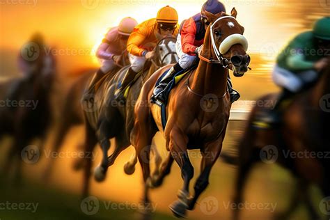 Race horses, Race horses with jockeys with motion blur. Jockeying for ...