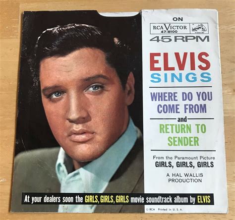 Elvis 45rpm Record And Picture Sleeve Return To Sender Rca 47 8100