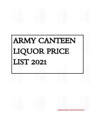 InstaPDF In Army Canteen Liquor Price List 321 Pdf ARMY CANTEEN