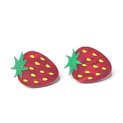 Strawberry Earrings Etsy