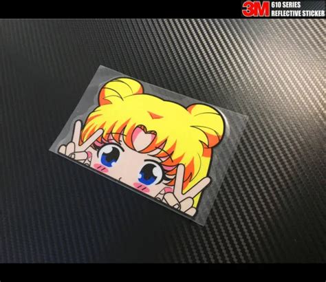 Sailor Moon Anime Funny Peeking Window Jdm Reflective Car Sticker 05