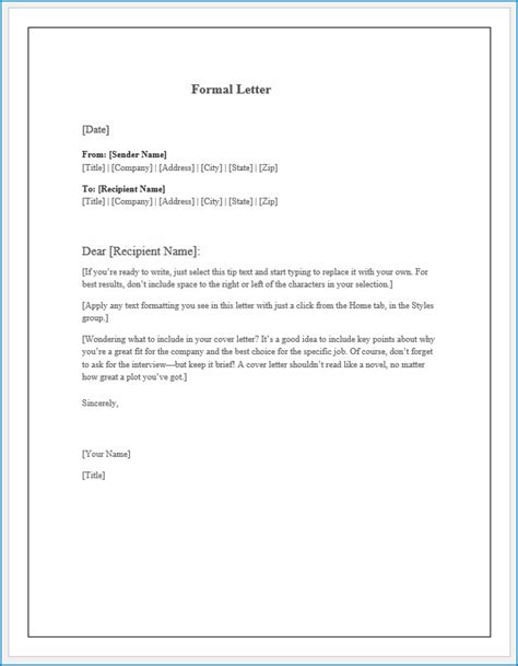 √ Free Editable Formal Letter Template